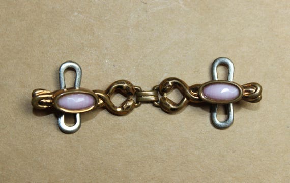 Victorian antique collar bar snakes pink glass 18… - image 1