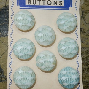 Vintage glass old stock white glass buttons on card 8pcs