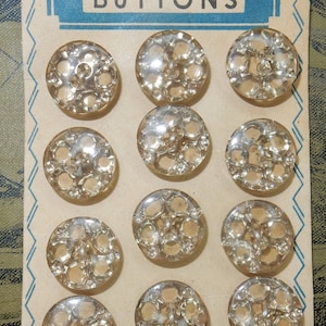 Vintage glass old stock yellow glass buttons on card 12pcs