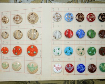 Vintage sampler buttons glass 1930s