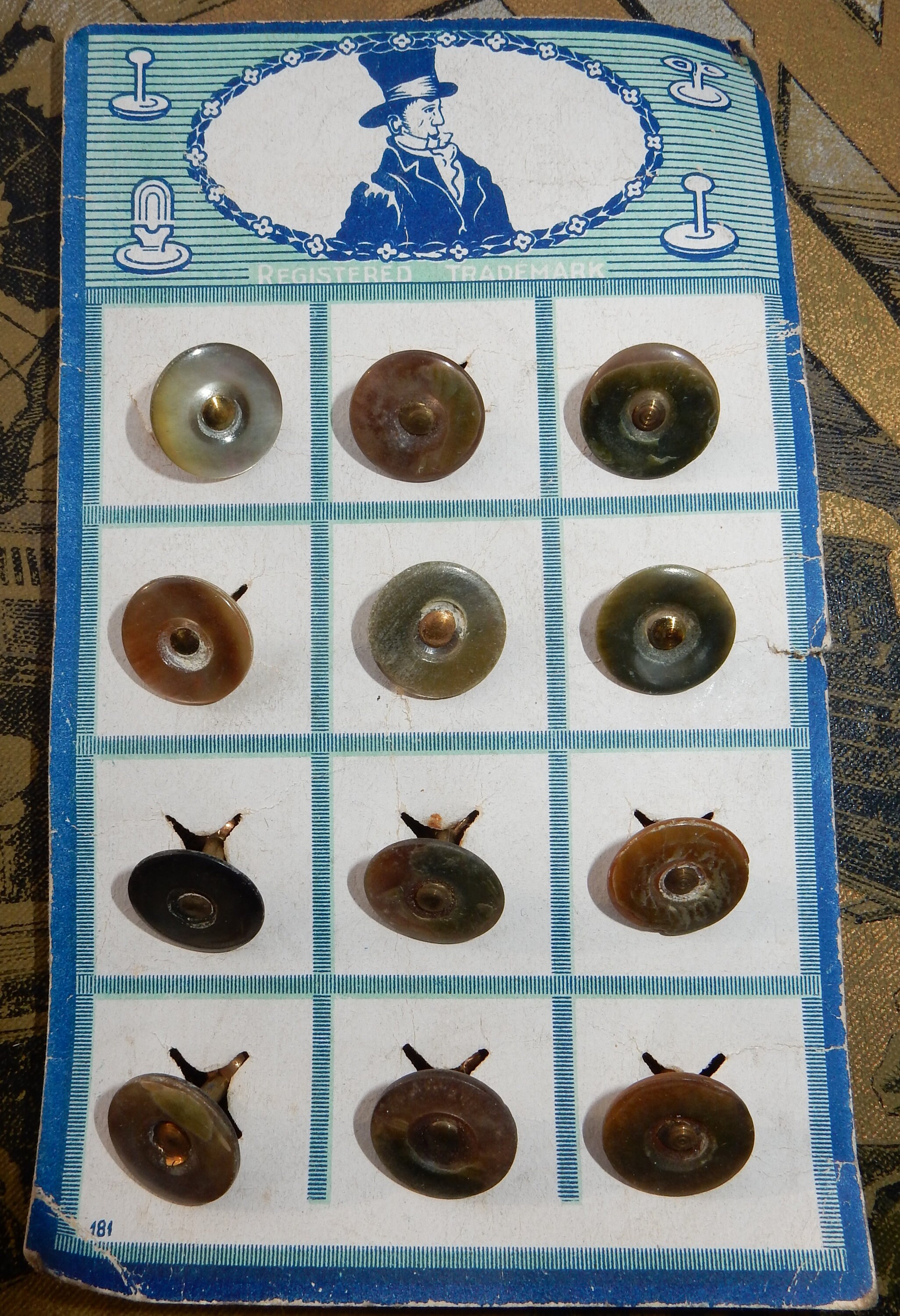 Vintage Old Stock Collar Buttons on Card 12pcs Mother of Pearl Etsy