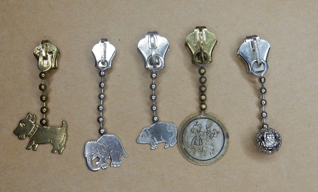 Vintage Ball Chain Puller Zipper Brass 1930s 5pcs Etsy