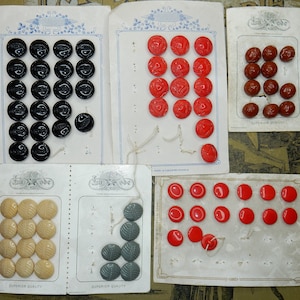 Vintage glass buttons on card LOT