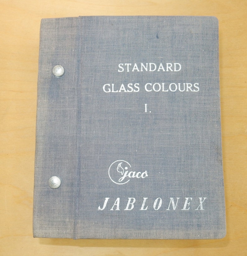 Vintage stalenboek JABLONEX kleurenglasknoppen jaren 50 afbeelding 1