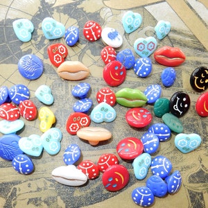 Vintage glass buttons collectible Kids 56pcs lot