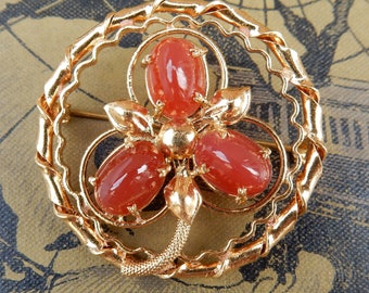 Vintage brooch brass glass 1930s 1950s Br30