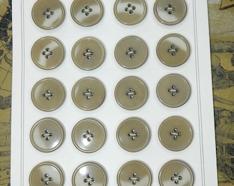 Vintage plastic old stock gray buttons on card 24pcs NOS