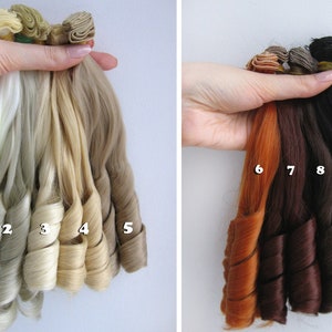 20cm (8&quot; inches) Hair for dolls, hair curls, Tress, Synthetical hair, Weft, Hair for doll wigs, Art dolls, Synthetic doll hair, cloth doll