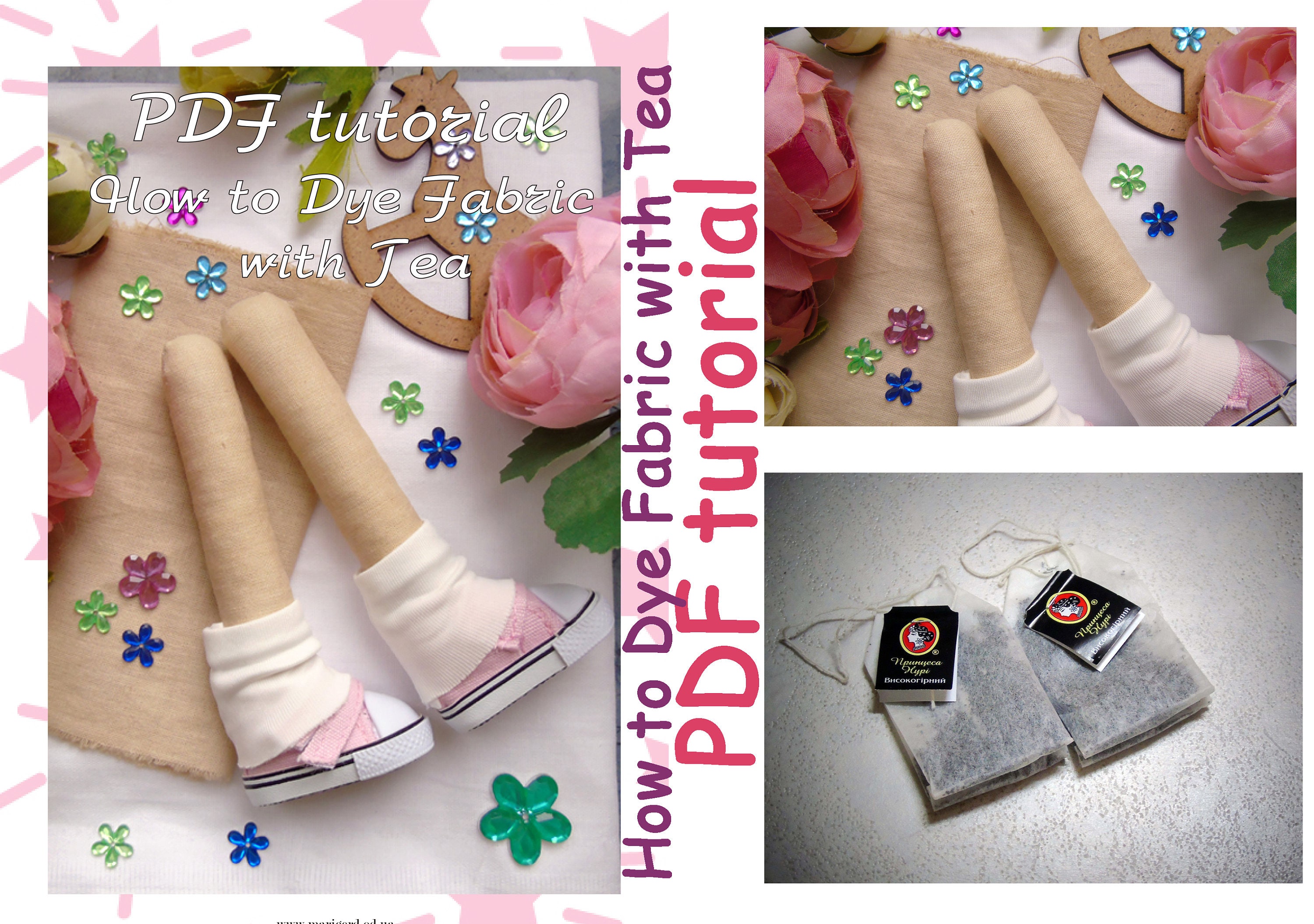 The tutorial How to Dye Fabric with tea the recipe Helpful Etsy