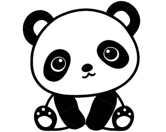 かわいいパンダ svg、dxf、かわいい赤ちゃんパンダ svg、かわいい動物 svg、パンダ svg カット、パンダ クリップアート、Cricut 用ファイル、Png dxf Jpg Eps
