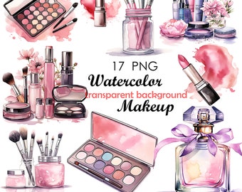 PNG Watercolor Clipart Makeup Cosmetic png clipart, Makeup png Graphic Instant Download, Graphic for Commercial Use Feminine Fashion Clipart