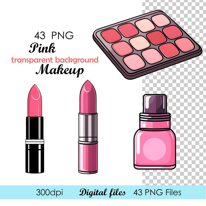 Pu&ograve; includere: Un set di prodotti per il trucco rosa che include un rossetto, una bottiglia di smalto per unghie e una palette di ombretti. La palette ha 12 tonalit&agrave; di rosa diverse.