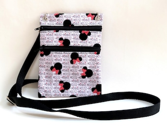 Disney Handmade Fabric Wallet Crossbody Bag, Passport, wallet sling or Purse made from Disney Fabric for all occasions the Abby Bag