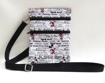 Disney Handmade Fabric Wallet Crossbody Bag, Passport, wallet sling or Purse made from Disney Fabric for all occasions the Abby Bag
