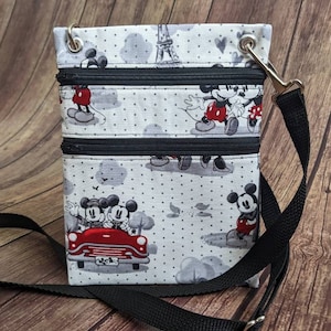 Disney Handmade Fabric Wallet Crossbody Bag, Passport, wallet sling or Purse made from Disney Fabric for all occasions the Abby Bag