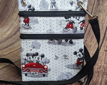 Disney Handmade Fabric Wallet Crossbody Bag, Passport, wallet sling or Purse made from Disney Fabric for all occasions the Abby Bag