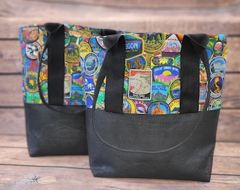 National Park handmade Utility self standing bag for beach, swim, shopping, daycare, and travel the Jo Jo tote Set of 2