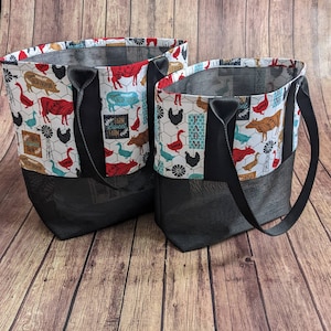 Hand made reusable Utility self standing bag for beach, swim, shopping, daycare, and travel the Jo Jo tote Set of 2.