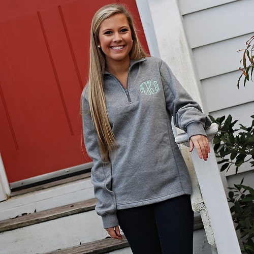 Monogrammed 1/4 Zip Sweatshirt Monogrammed Pullover | Etsy