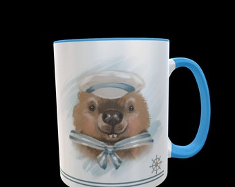 Cup personalized motif beaver beaver sailor Ahoi