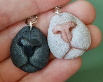 Realistic polymer clay cat nose - Customizable keychain charm