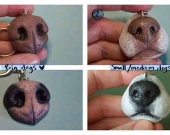 Realistic polymer clay dog nose - Customizable keychain charm