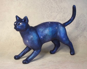 Hoku - OOAK (one of a kind) handmade sculpture / Galaxy cat - Constellation / Magical fantasy animal figurine