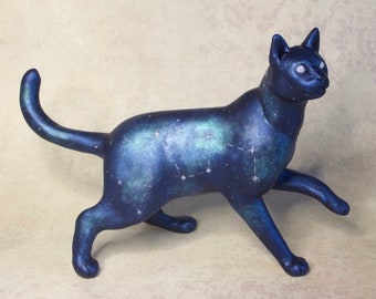 Rigel - OOAK (one of a kind) handmade sculpture / Galaxy cat - Constellation / Magical fantasy animal figurine