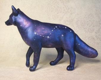 Navi - OOAK (one of a kind) handmade sculpture / Galaxy fox - Constellation / Magical fantasy animal figurine