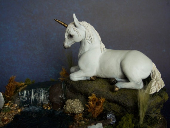 Fantasy Unicorn Sculpture OOAK one of a Kind Polymer Clay Art Etsy