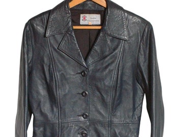 Vintage 1970er Jahre Blaue Lederjacke | Größe 12 - www.brickvintage.com