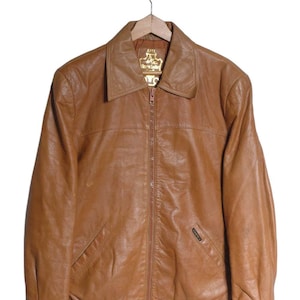 Vintage 1980&#39;s Campri Brown Leather Bomber Jacket | Size L - www.brickvintage.com