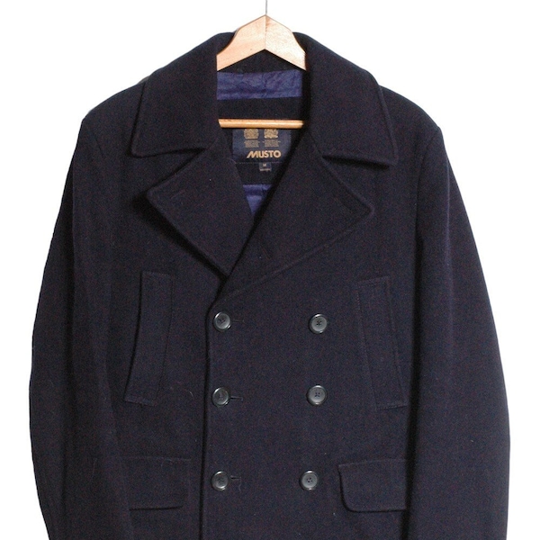 Vintage Musto Midnight Blue Pea Coat | Size M - www.brickvintage.com
