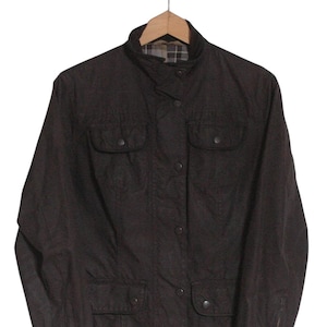 Chaqueta encerada negra utilitaria Barbour vintage / Talla 12 - www.brickvintage.com