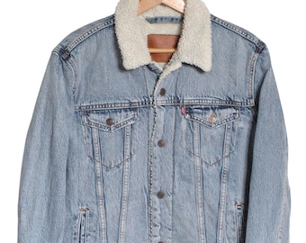 Levi's Sherpa Jacket -- Denim Jacket Distressed Levis Shearling