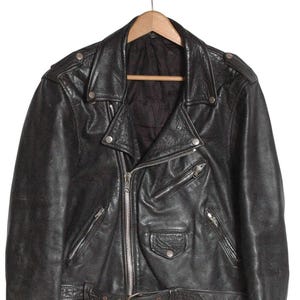 Vintage Black Leather Perfecto Biker Jacket | Size L - www.brickvintage.com