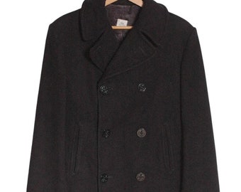 Vintage 1990s 100% Wool Pea Coat Jacket / Wool Jacket / Vintage