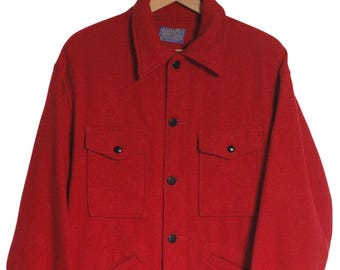 Chaqueta vintage de lana roja Pendleton, años 60, talla L - www.brickvintage.com