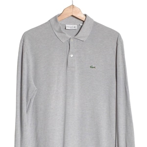 Vintage Lacoste Grey Long Sleeved Polo Shirt | Size S - www.brickvintage.com