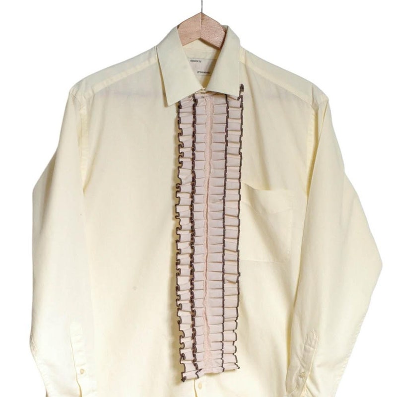 Ruffled Tuxedo Shirt in White