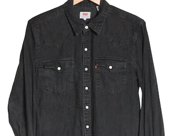 Vintage Levi's Schwarzes Jeans-Western-Hemd | Größe XS - www.brickvintage.com