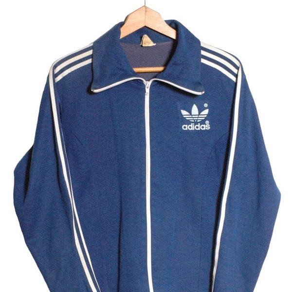 Vintage 1970 Adidas Europa Chaqueta de pista azul marino / Tamaño M - www.brickvintage.com