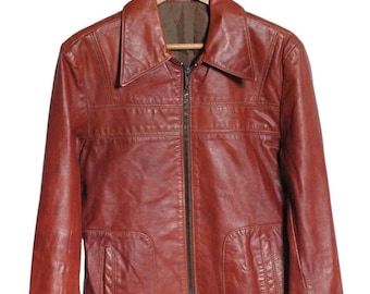 Vintage 1970's Hipster Leather Bomber Jacket | Size XS - www.brickvintage.com