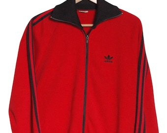 Vintage Adidas Track Jacket: 70s Ventex Red Zip-up, Women's XS/S