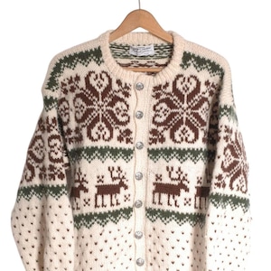 Vintage Norwegian Hand Knitted Cardigan | Size L  - www.brickvintage.com
