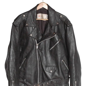 Vintage Black Leather Perfecto Biker Jacket | Size XL - www.brickvintage.com