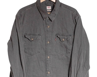 Vintage 1990er Jahre Levi's Graues Jeanshemd | Größe L - www.brickvintage.com