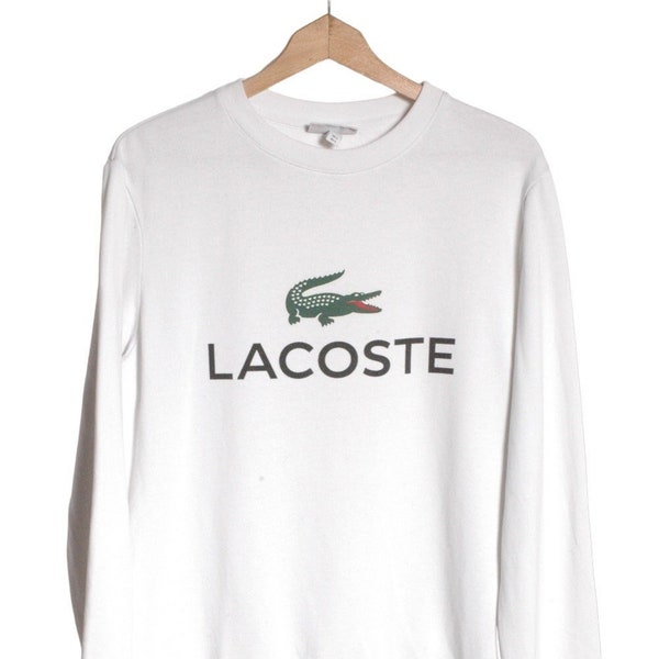 sweat-shirt blanc Lacoste vintage | Taille S - www.brickvintage.com