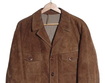 Vintage 1970's Brown Suede Safari Jacket | Size L - www.brickvintage.com