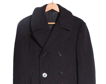 Vintage 1990s 100% Wool Pea Coat Jacket / Wool Jacket Vintage 1990s 100% Wool Pea Coat Jacket / Wool Jacket